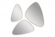 A set of 3 oval mirrors in a gold frame