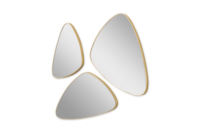 A set of 3 oval mirrors in a gold frame