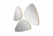 A set of 3 oval mirrors in a gold frame