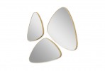 A set of 3 oval mirrors in a gold frame