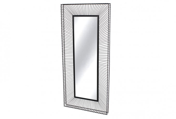 Mirror in a frame of black steel wires 55 x 120 x 6 cm