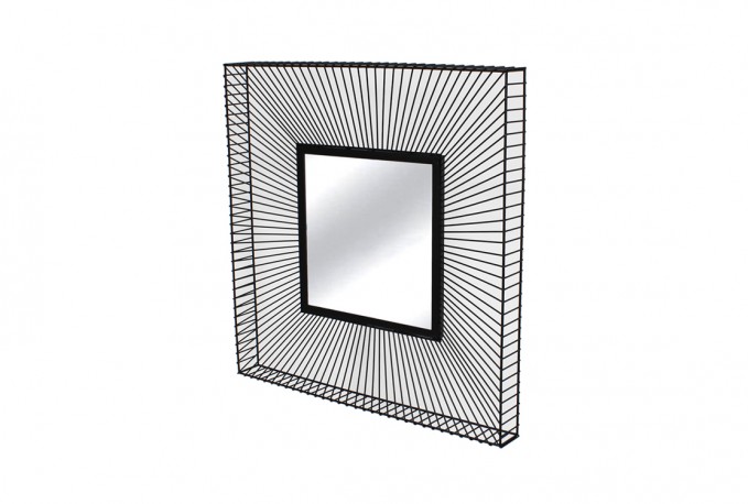 Mirror in a frame of black steel wires 65 x 65 x 6.5