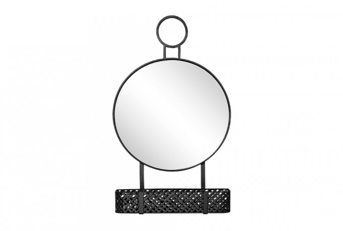 Black mirror with a pendant and a metal basket 42 x 11 x 71 cm