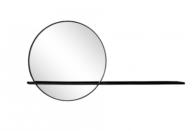 Black metal mirror with shelf 110 x 10 x 55.5 cm