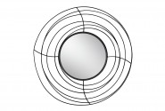 Round mirror black metal frame with wires Ø 105 cm