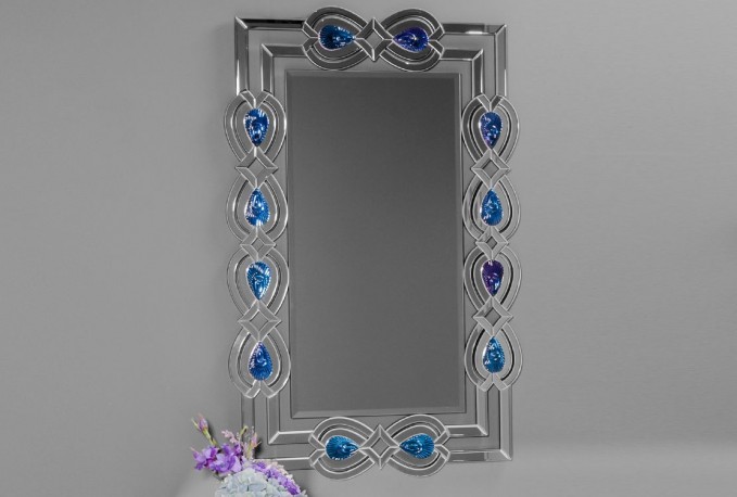 Mirror oriental pattern colorful crystals 80 x 120 cm