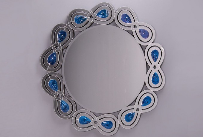 Mirror oriental pattern colored crystals Ø 99 cm