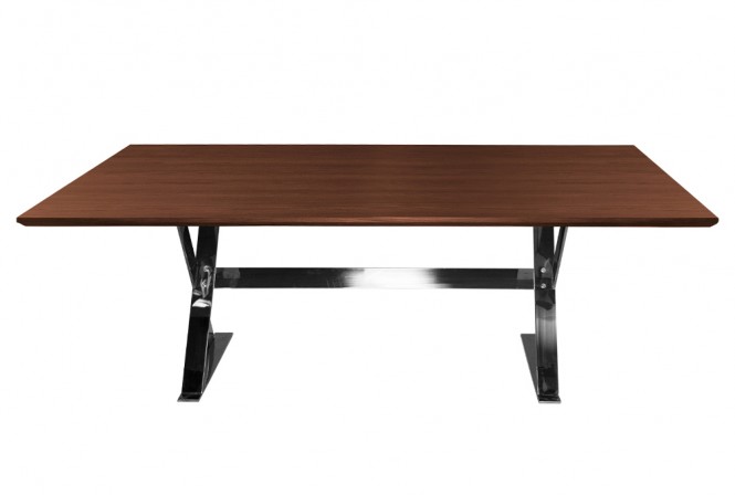 Wooden table steel base 220 x 110 x 76 cm 2
