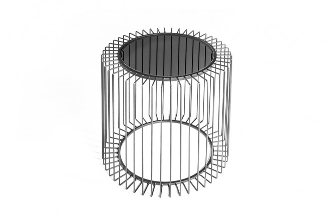 Glass wire coffee table graphite table top Ø50 x 48 cm 2
