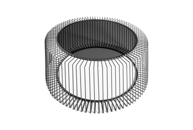 Graphite wire coffee table with glass top Ø80 x 38 cm 2