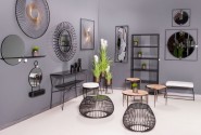 Glass wire coffee table graphite table top Ø58 x 40.5 cm