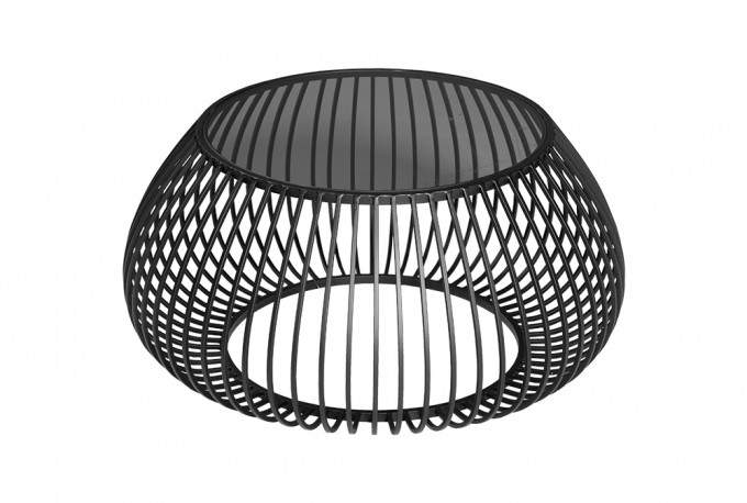 Glass wire coffee table graphite table top Ø75 x 36.5 cm