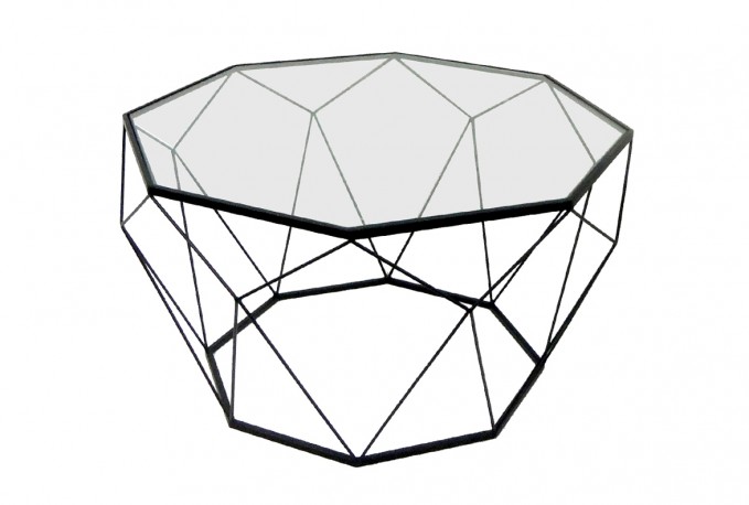 ALI - Ø74 x 42 cm bord i svart metall/glas