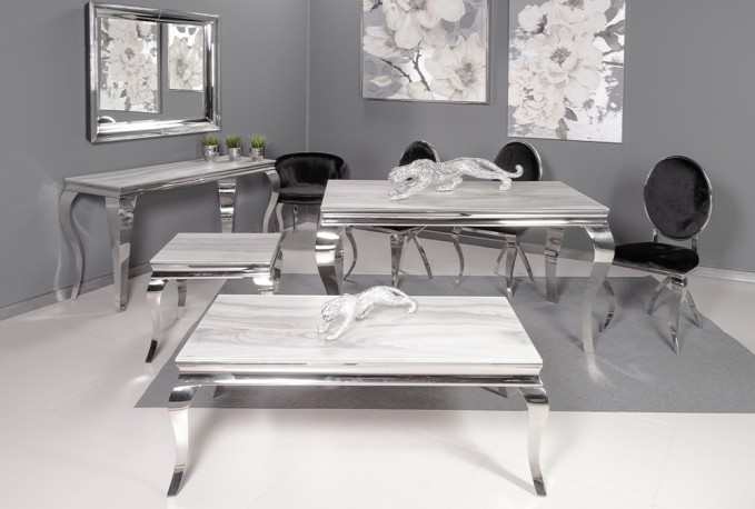 Modern white barock marble coffee table top 130 x 70 x 45 cm