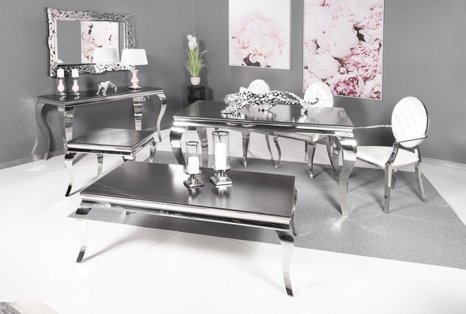 Modern black barock marble table top 130 x 70 x 45 cm