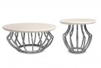 Round table with a bright marble top Ø55
