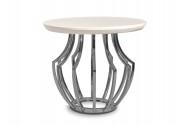 Round table with a bright marble top Ø55