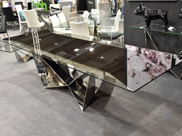 Folding glass table with a black top 210/290 x 100 x 75 cm 2