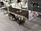 Folding glass table with a black top 210/290 x 100 x 75 cm