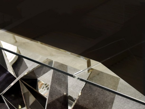Folding glass table with a black top 210/290 x 100 x 75 cm