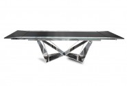 Folding glass table with a black top 210/290 x 100 x 75 cm
