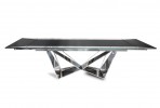 Folding glass table with a black top 210/290 x 100 x 75 cm