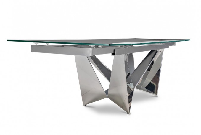 Folding glass table with a black top 210/290 x 100 x 75 cm