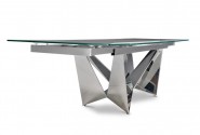 Folding glass table with a black top 210/290 x 100 x 75 cm