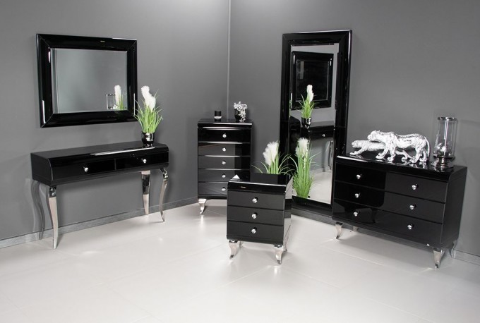 Cabinet glamor black glass 55 x 41 x 99 cm
