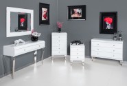 Bedside table white glass 45 x 41 x 66 cm