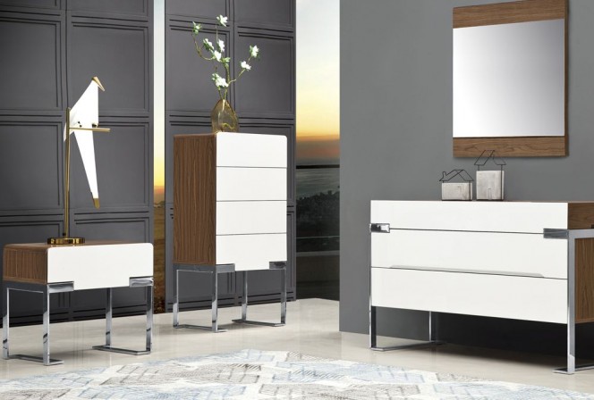Elegant white chest of drawers with retractable top 120 x 50 x 76 cm
