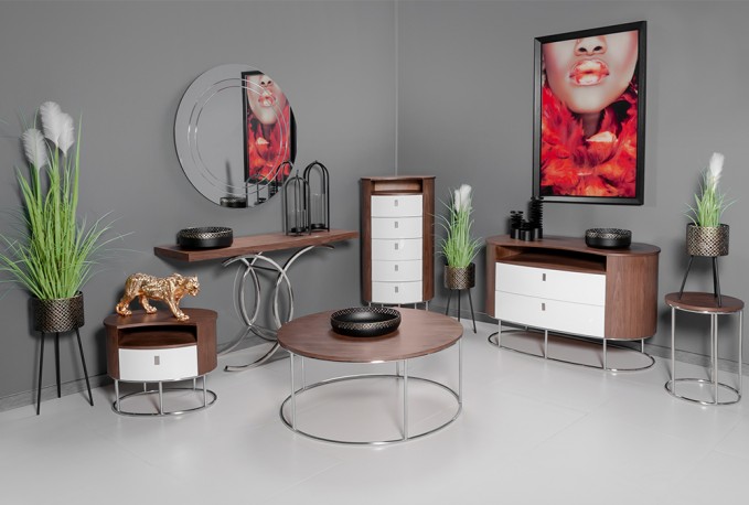 Modern elegant rounded bedside table 60 x 45 x 51 cm