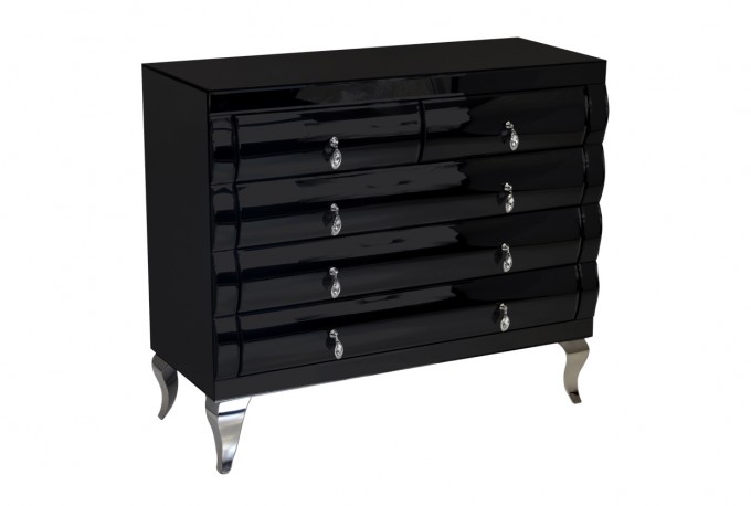 Mirrored black chest of drawers in the style of glamor 100 x 42 x 86 cm