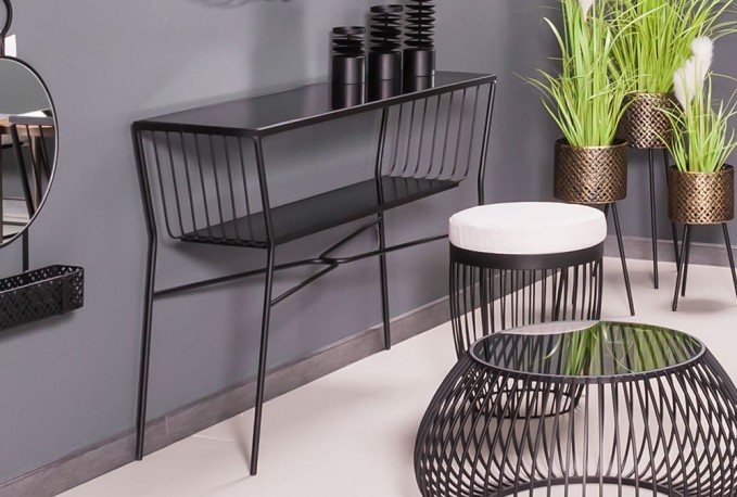 Metal console with graphite top 120 x 80 cm