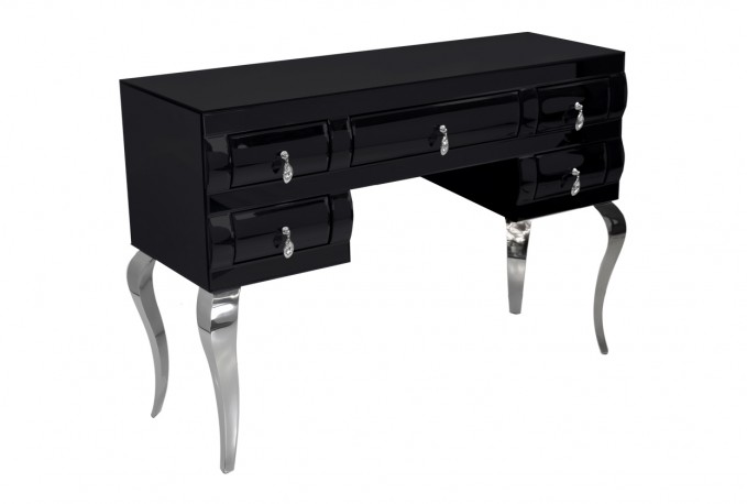 Mirrored dressing table black glass glamor 120 x 42 x 80 cm
