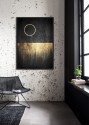 Black and gold picture with a wheel 82 x 122 cm