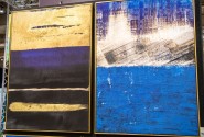 Blue-gold-black abstraction picture 102x142