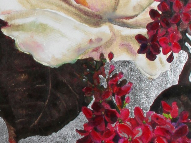 Image of pink flowers with silver 90x120x5