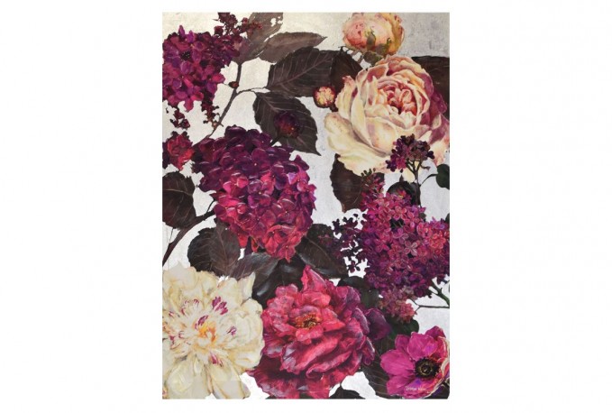 Image of pink flowers with silver 90x120x5