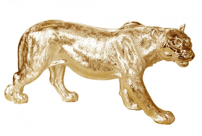Golden lioness figure 78 x 16 x 36 cm
