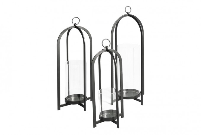 Black glass candle holder Ø13 x 43 cm