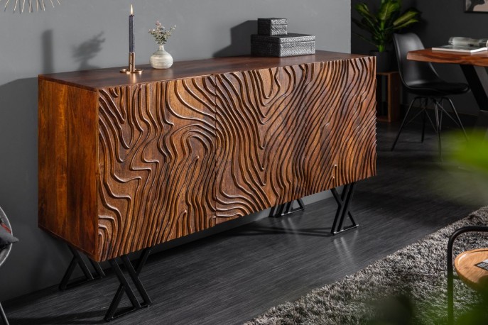 FLUIDUM - Handgjort sidobord i massivt mangoträ 160 cm