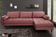 BELLANI - Mysig soffa med schäslong sammet rosa