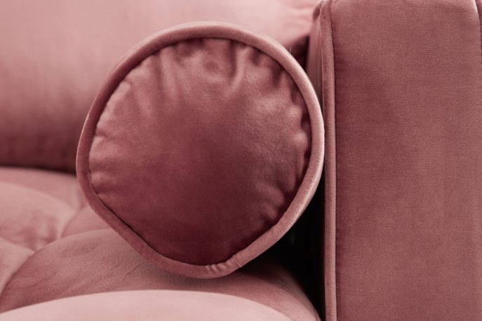 BELLANI - Mysig soffa med schäslong sammet rosa