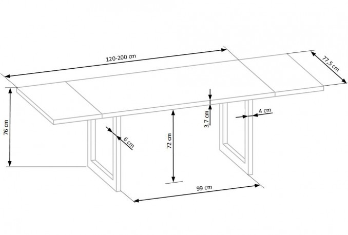 RADUSA - Justerbart matbord i massivt trä 120-200 cm