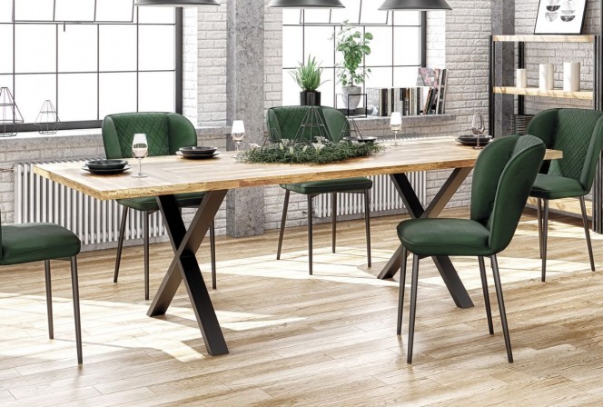 APEXA - 160x90CM FÖRLÄNGNINGSBART MATBORD MASSIV EK