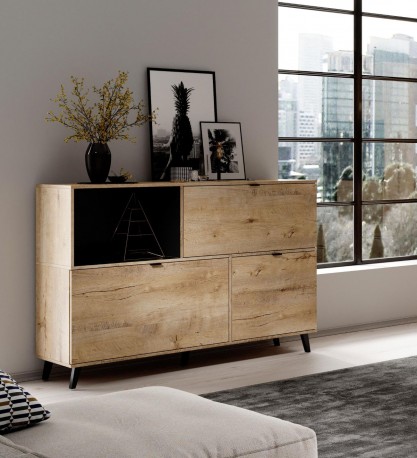 REDE - Elegant vitrinskåp med vacker träfanér 150 cm