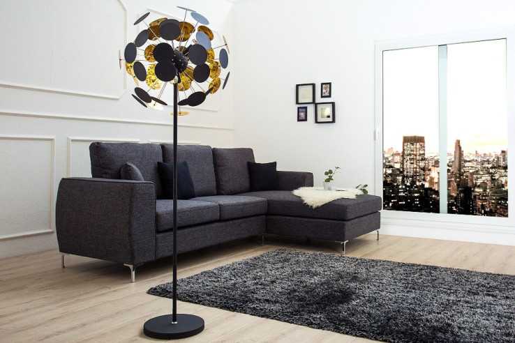 Stehleuchte Infinity 170cm schwarz gold