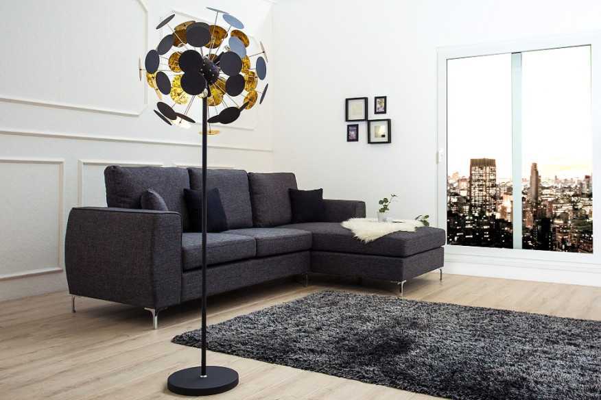 Stehleuchte Infinity 170cm schwarz gold