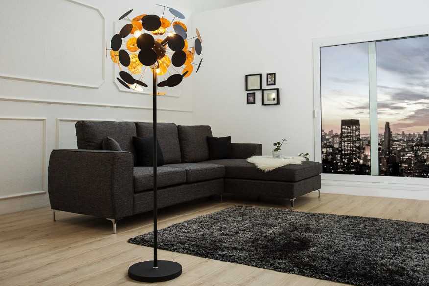 Stehleuchte Infinity 170cm schwarz gold